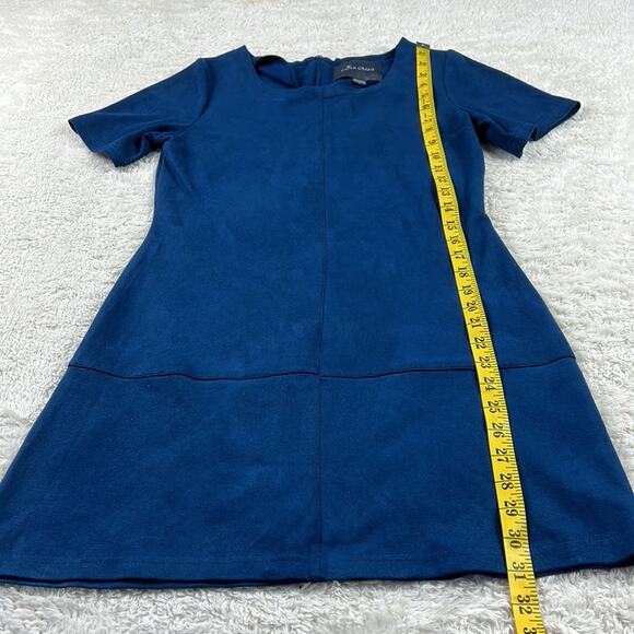 Paper Crane drop waist blue faux suede dress, size small - Picture 4 of 9